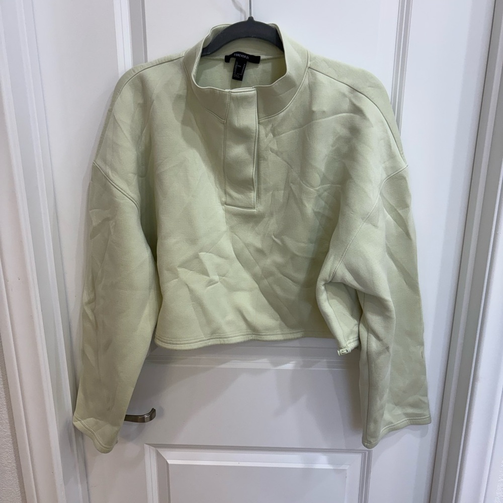 FOREVER 21 Scuba Bungee cord Cropped Pullover Sweatshirt